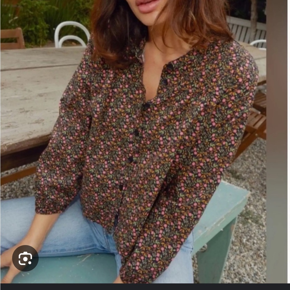 Nation LTD Paisley Pintuck Crop Button Front Blouse Shirt